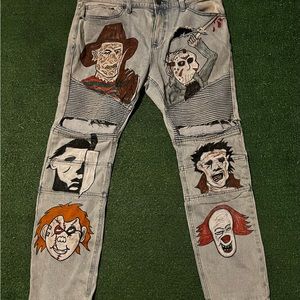 Custom painted horror movie jeans